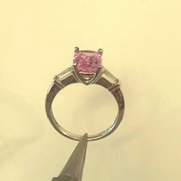 Pink Oval Stone with Clear Ring - Sterling NEW - Picture 1 of 2